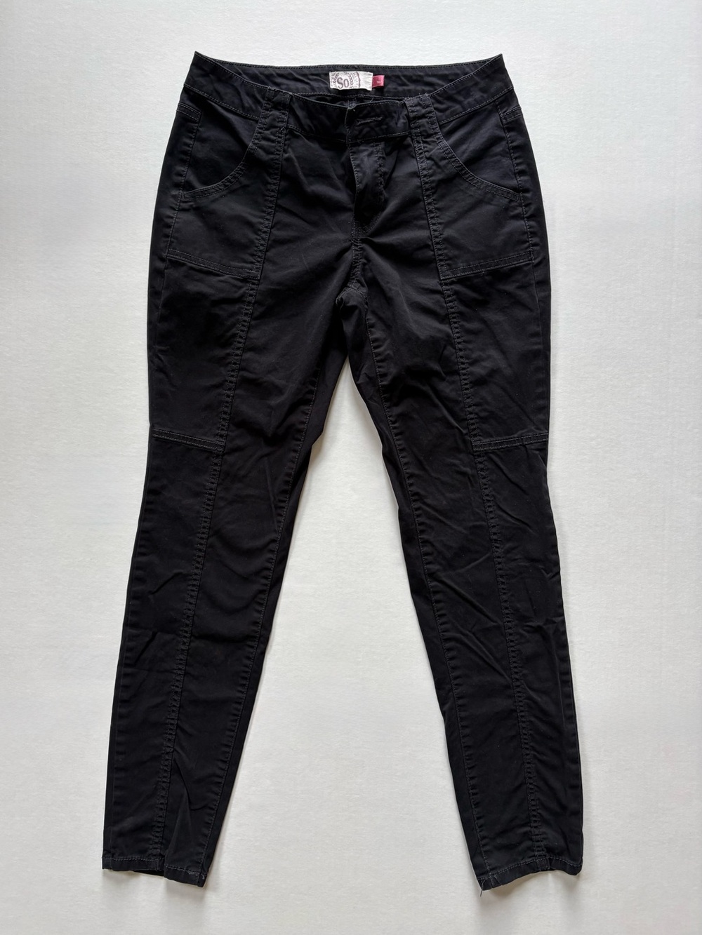 SO Slim Fit Utility Black Pants Juniors 7 Skinny Stretch Flawed